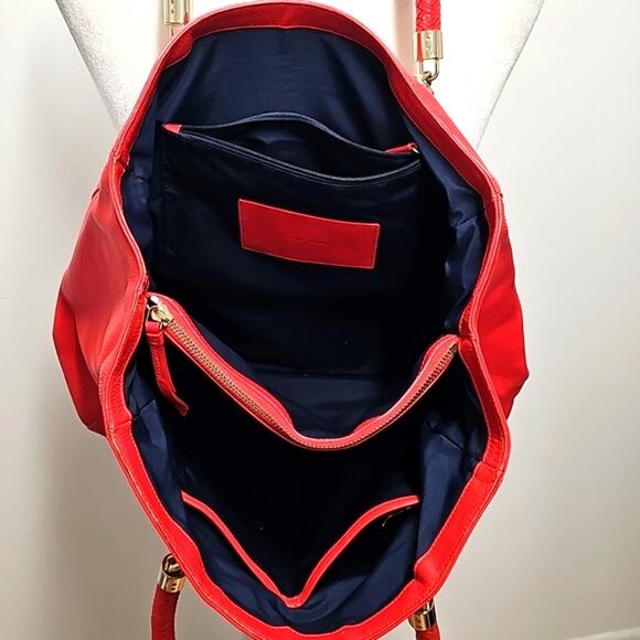 Cole Haan Womens Large Red 6 Compartment Gold Accent Hand Shoulder Bag 13x10x6 - Picture 4 of 12